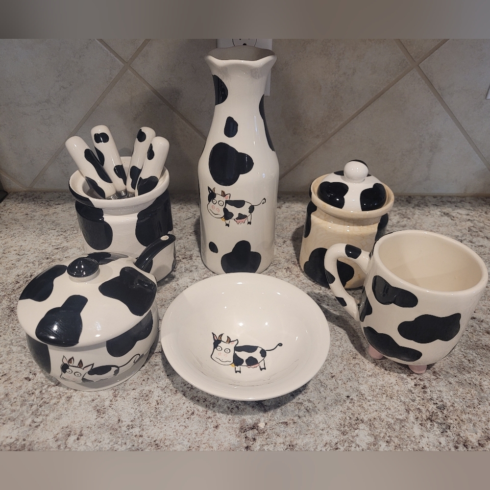 Cow Print Ceramic Kitchen Items